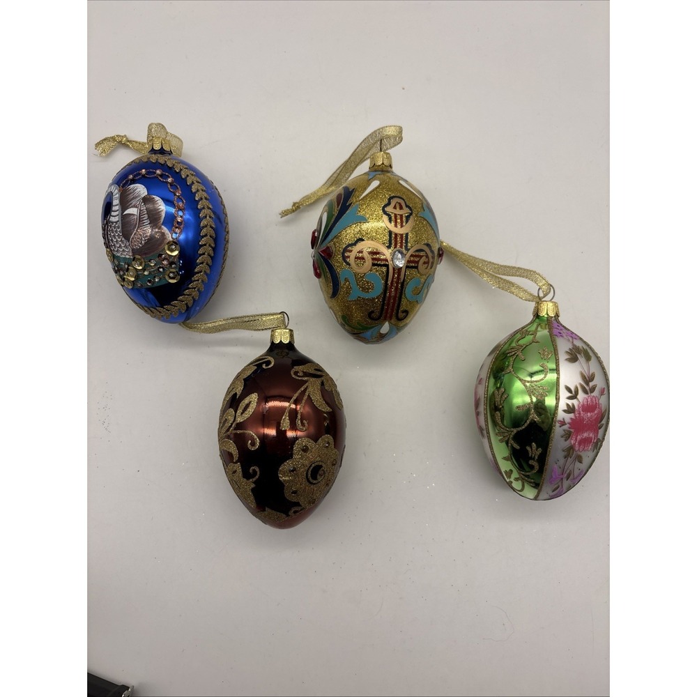 Joan Rivers Classics Russian Faberge Inspired Set 4 Christmas egg Ornaments 2009